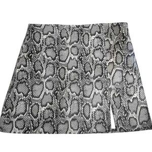 Olivaceous Faux Snakeskin Mini Skirt in size L